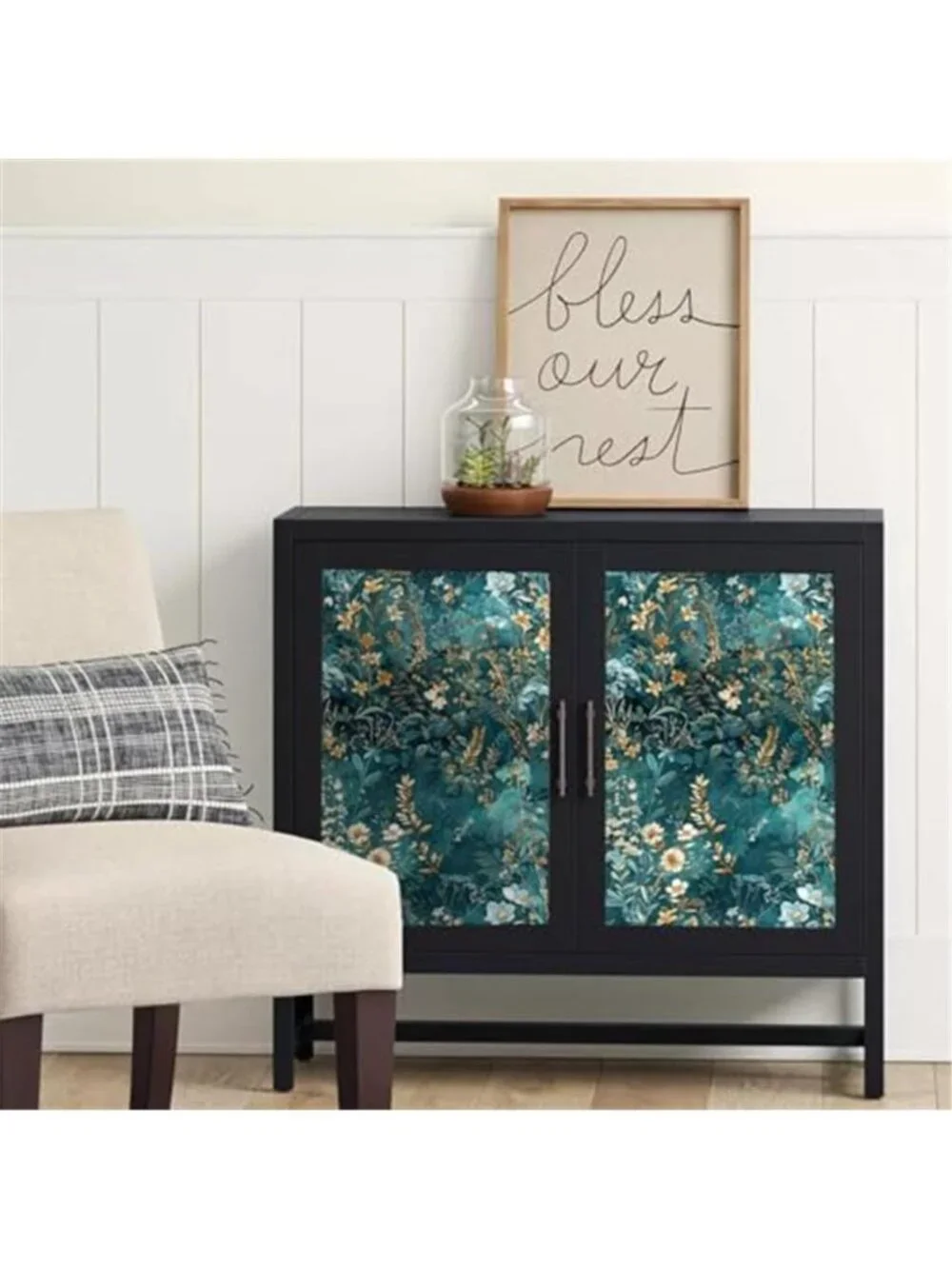 Green Floral Peel And Stick Wallpaper Vintage Botanical Removable Vinyl Decor